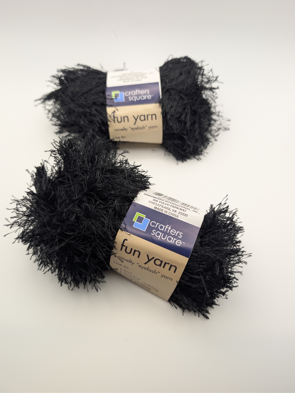 Crafter’s Square FUN Yarn Novelty Eyelash Black 2 Skeins
